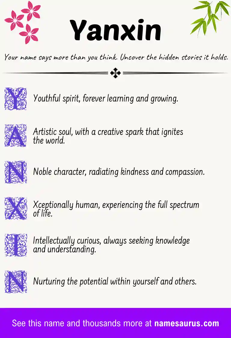 Acrostic poem about Yanxin.
