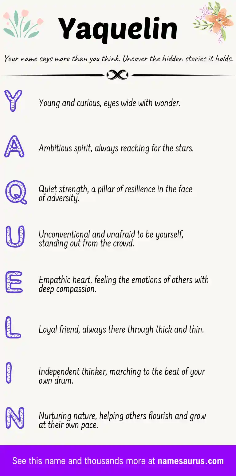 Acrostic poem about Yaquelin.