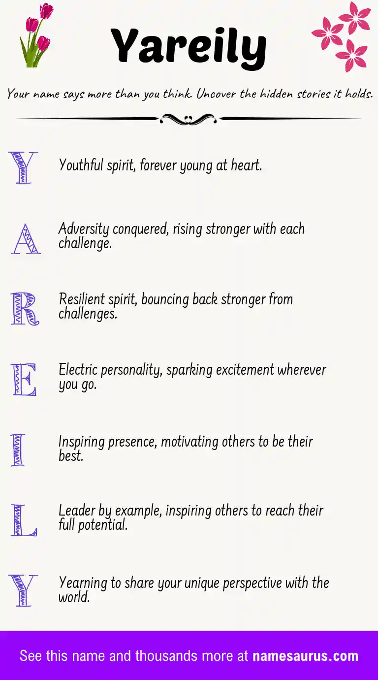 Acrostic poem about Yareily.