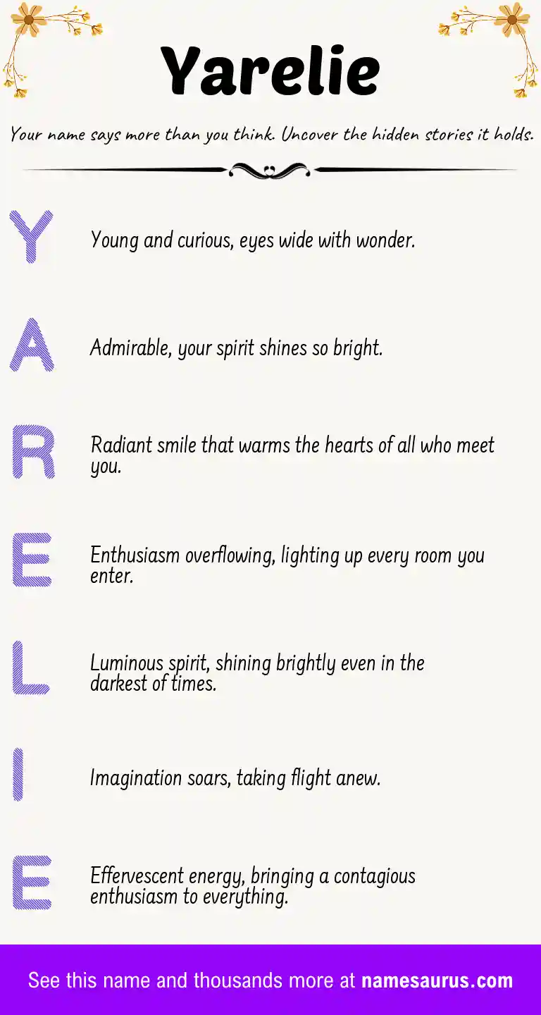 Acrostic poem about Yarelie.