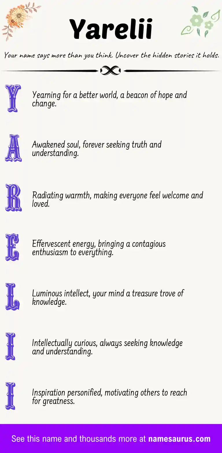 Acrostic poem about Yarelii.