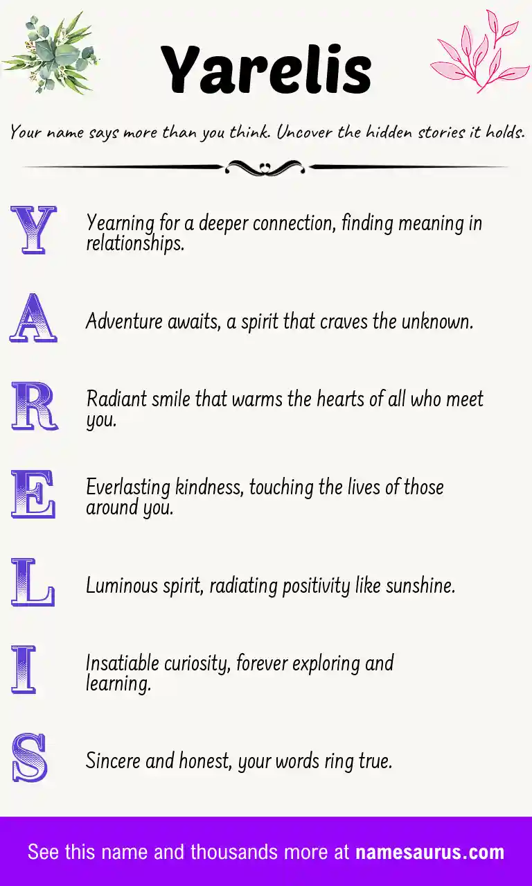 Acrostic poem about Yarelis.
