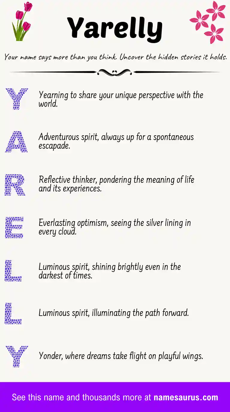 Acrostic poem about Yarelly.
