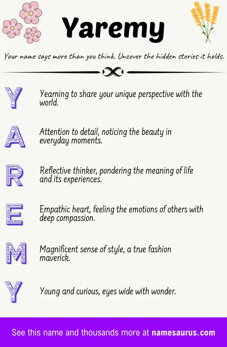 Acrostic poem about Yaremy.