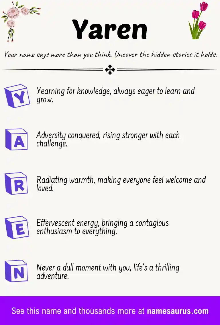 Acrostic poem about Yaren.
