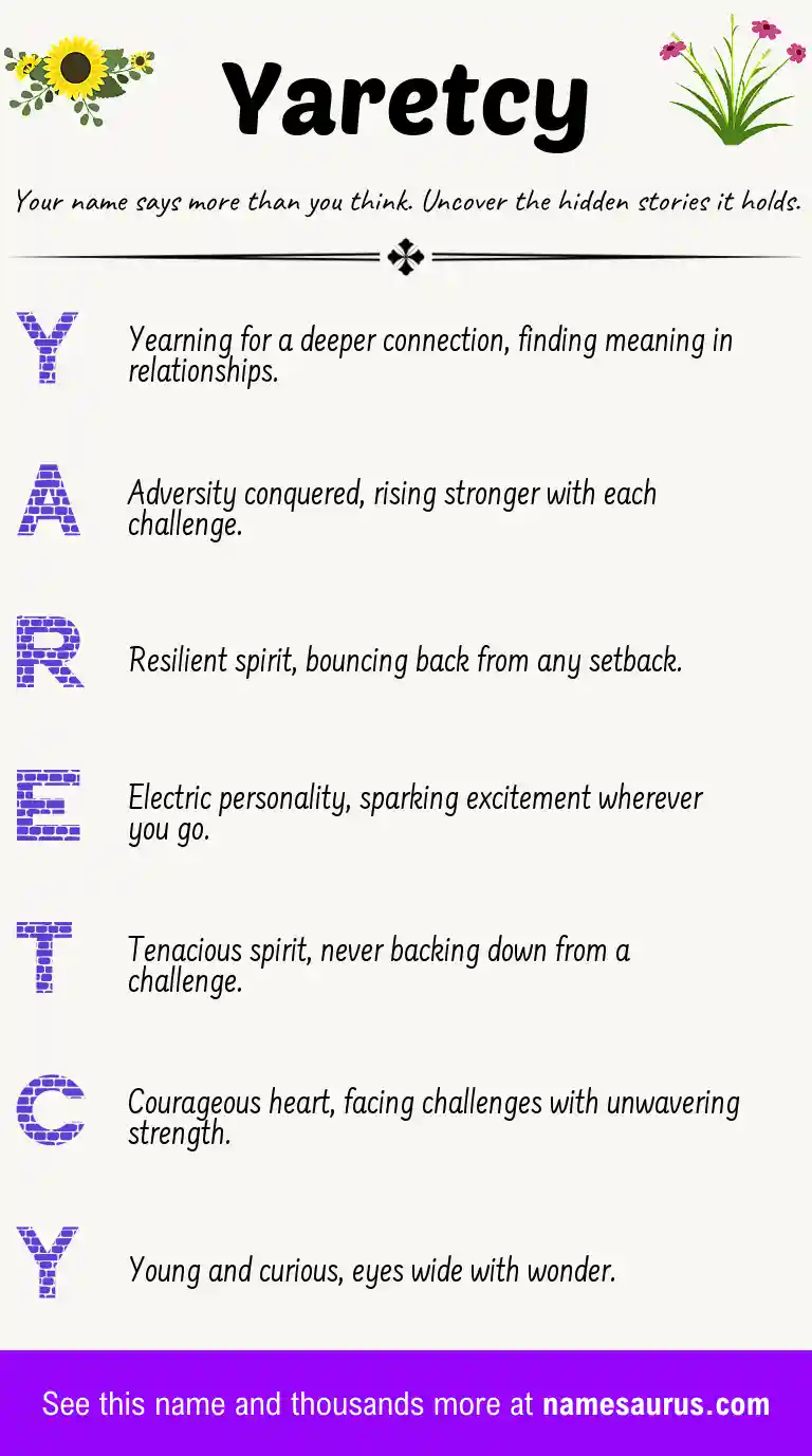 Acrostic poem about Yaretcy.