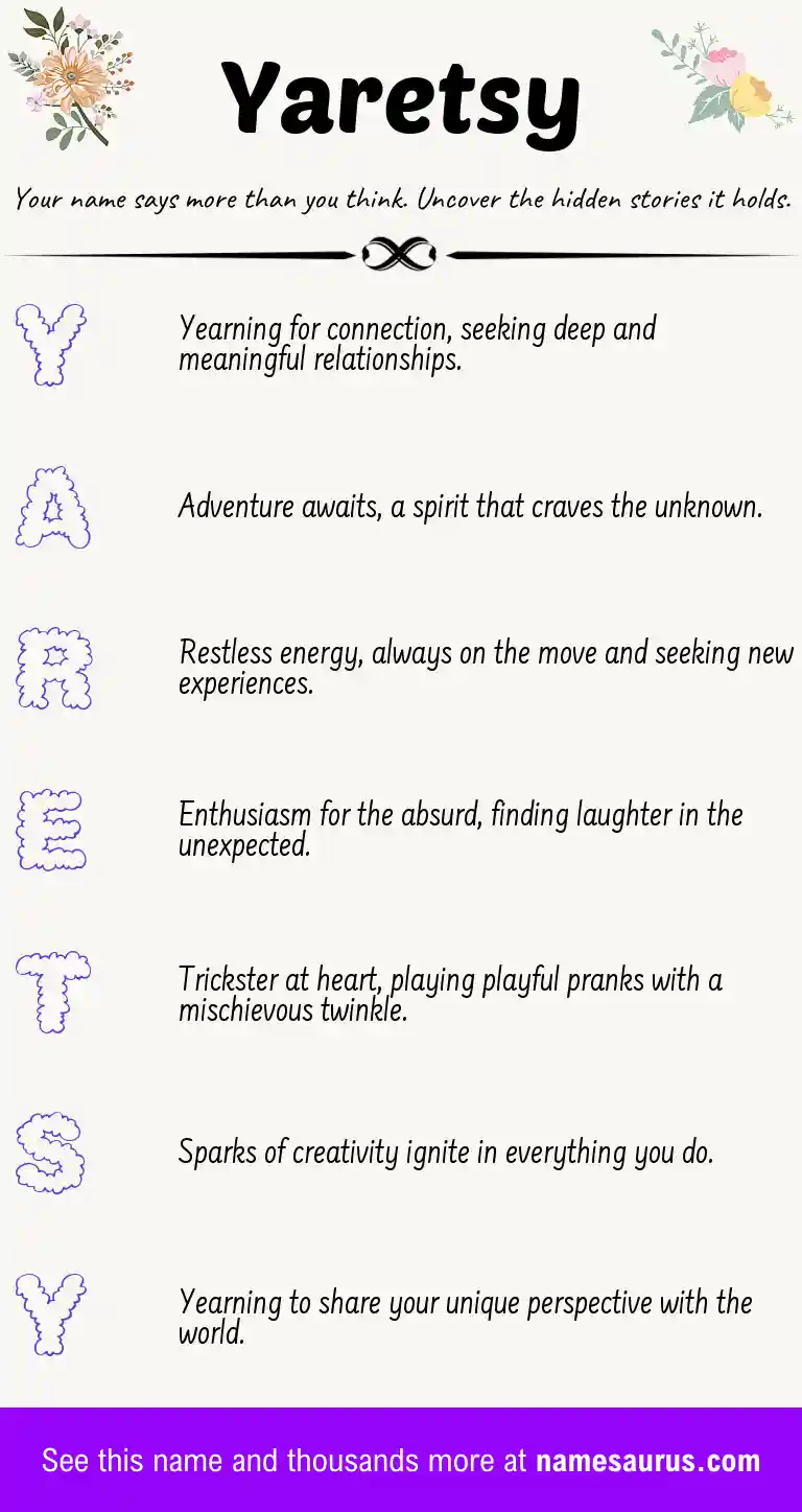 Acrostic poem about Yaretsy.
