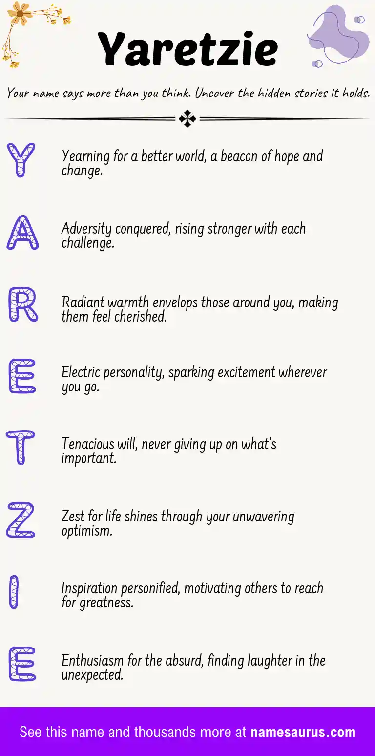 Acrostic poem about Yaretzie.