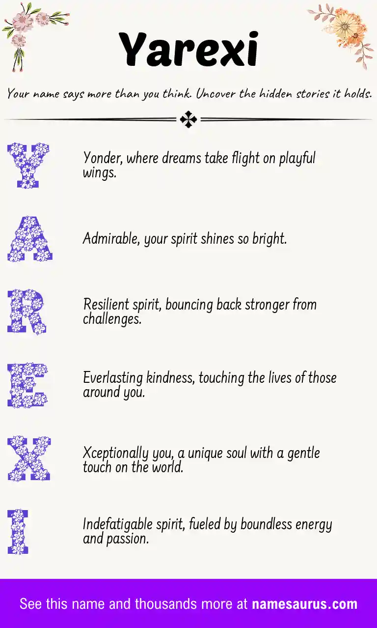 Acrostic poem about Yarexi.