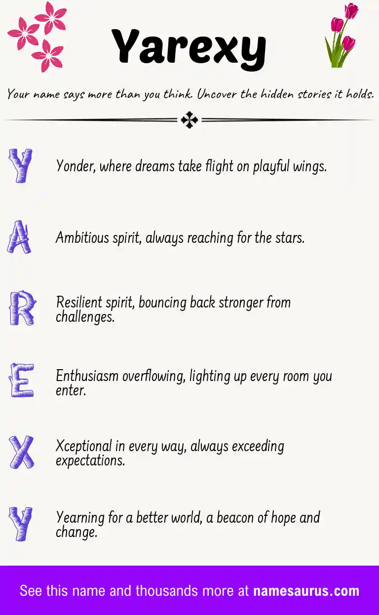 Acrostic poem about Yarexy.