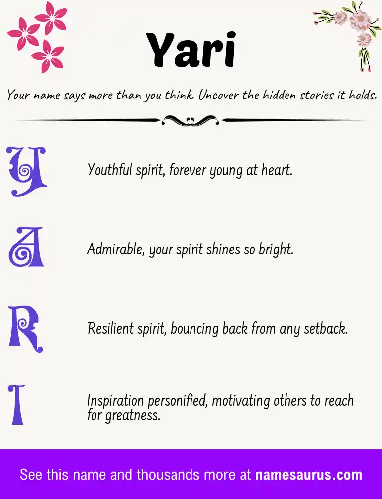 Acrostic poem about Yari.