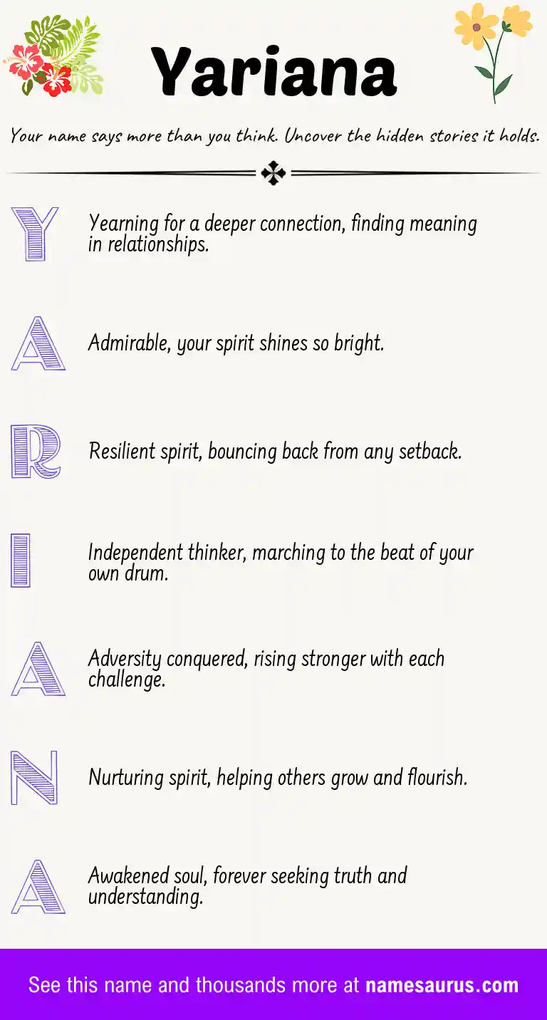 Acrostic poem about Yariana.