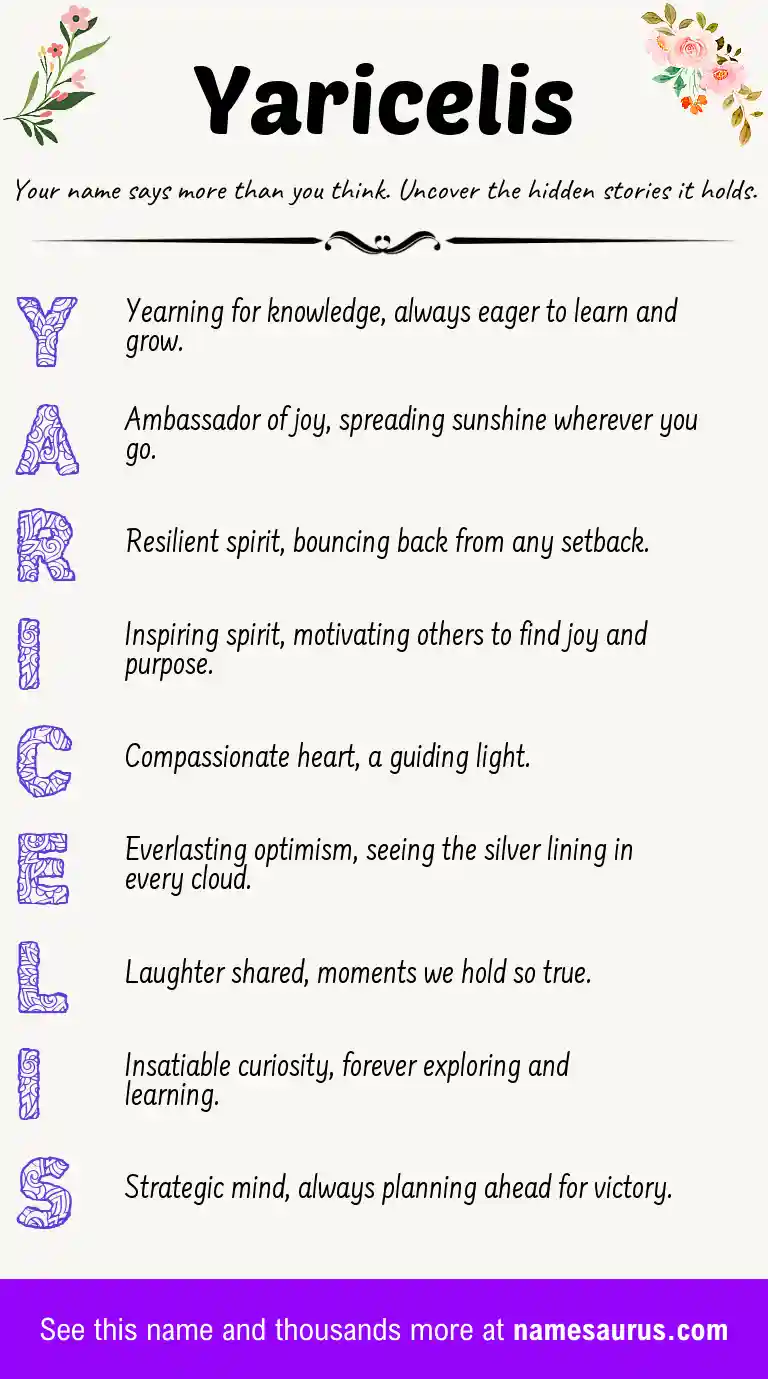 Acrostic poem about Yaricelis.