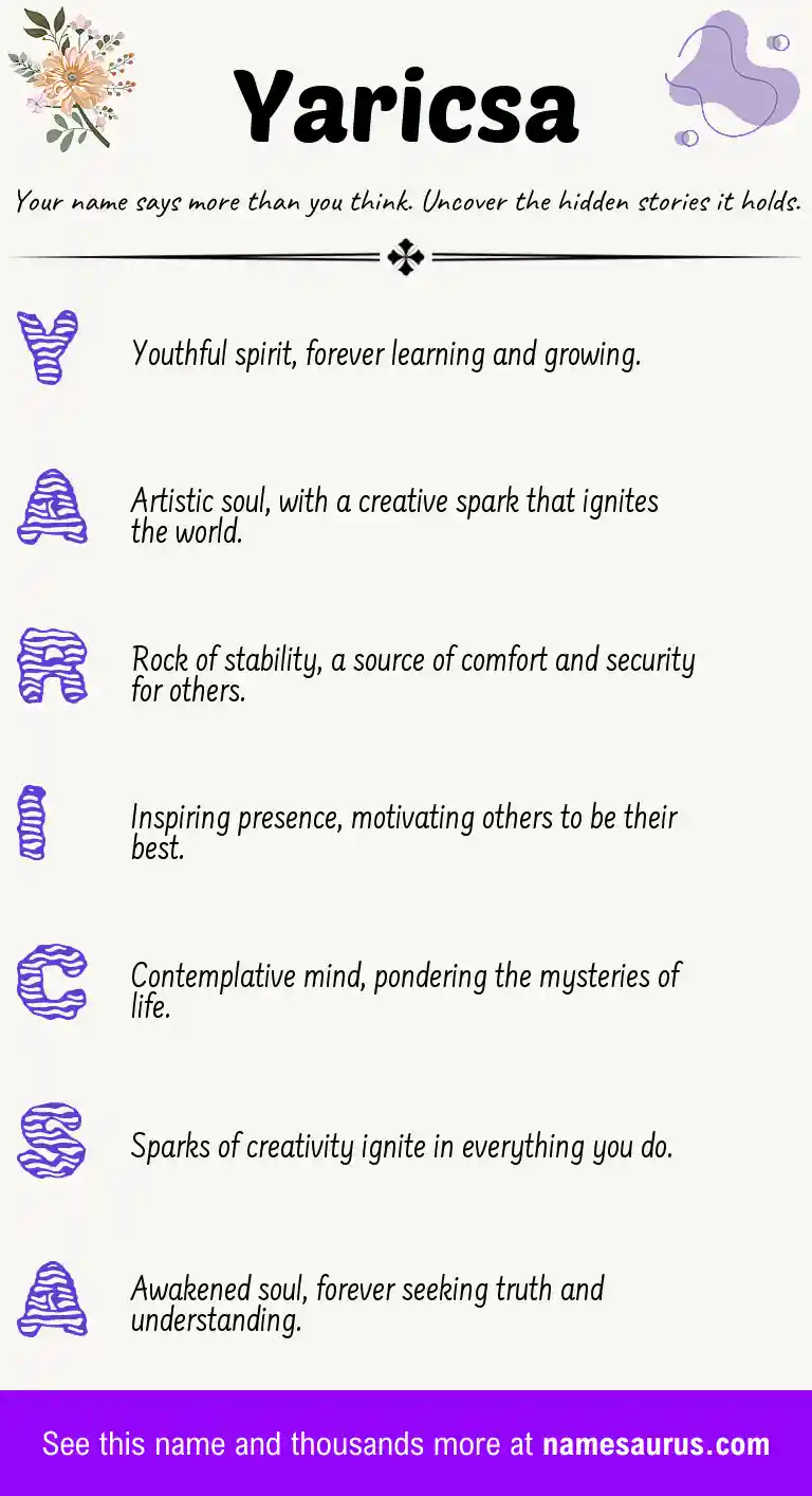 Acrostic poem about Yaricsa.