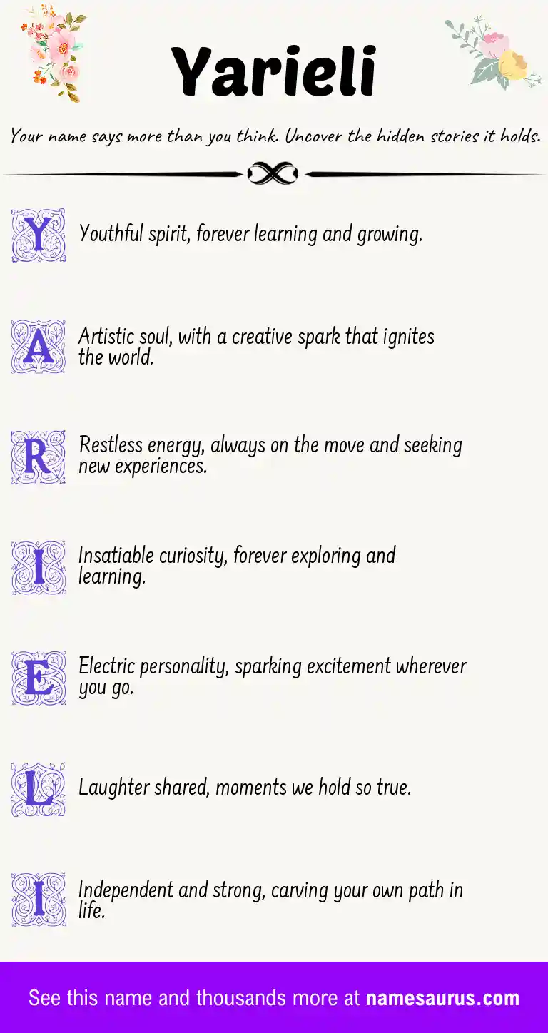 Acrostic poem about Yarieli.