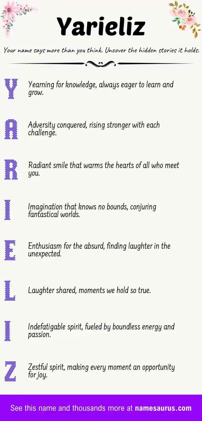 Acrostic poem about Yarieliz.