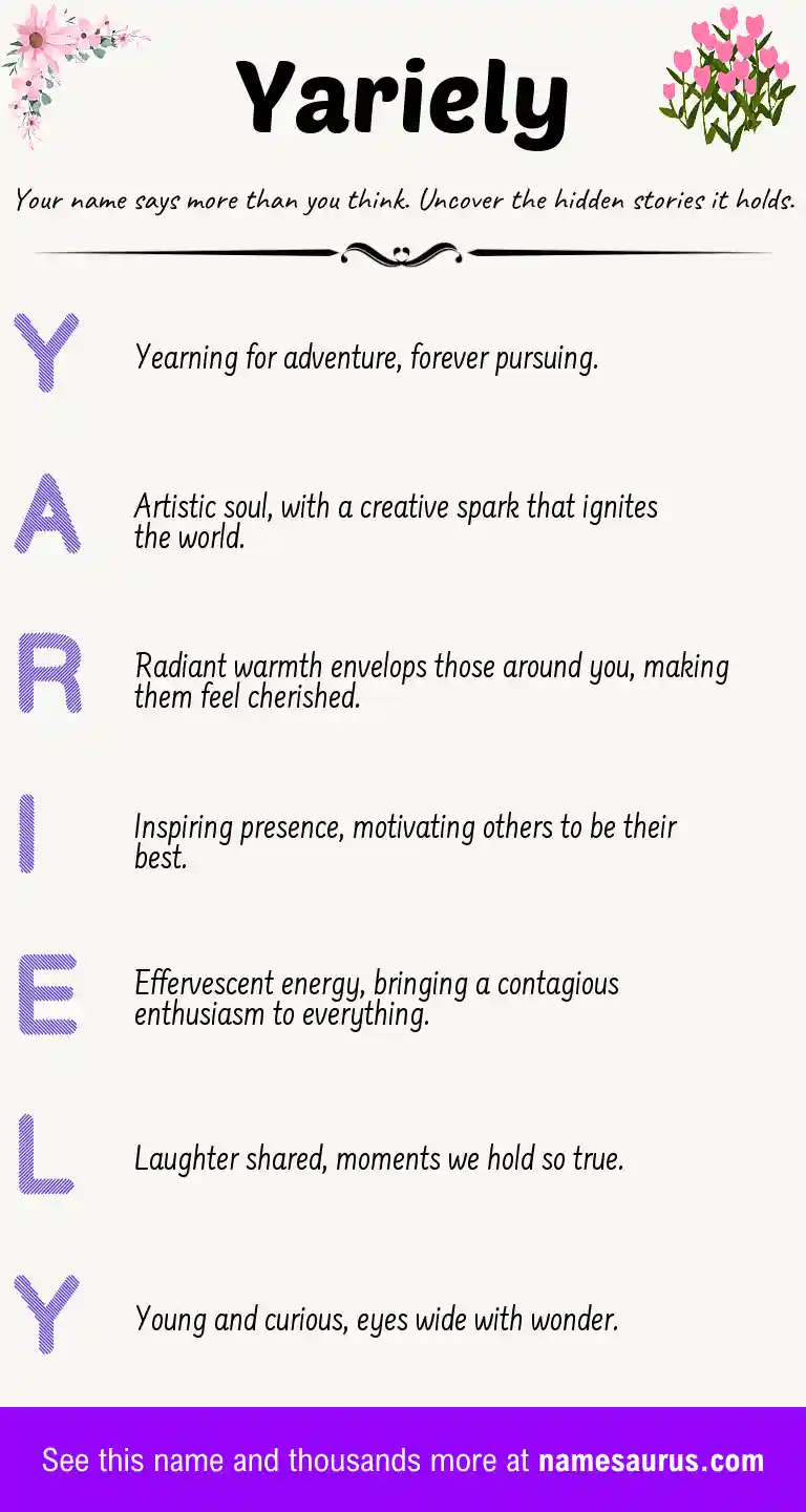 Acrostic poem about Yariely.