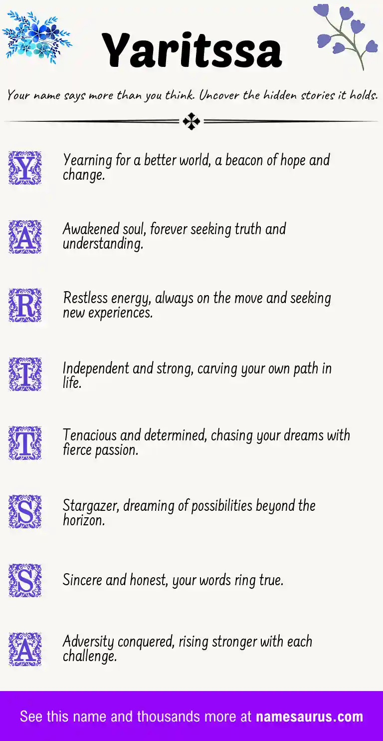 Acrostic poem about Yaritssa.