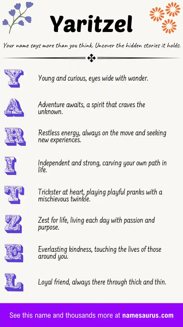 Acrostic poem about Yaritzel.