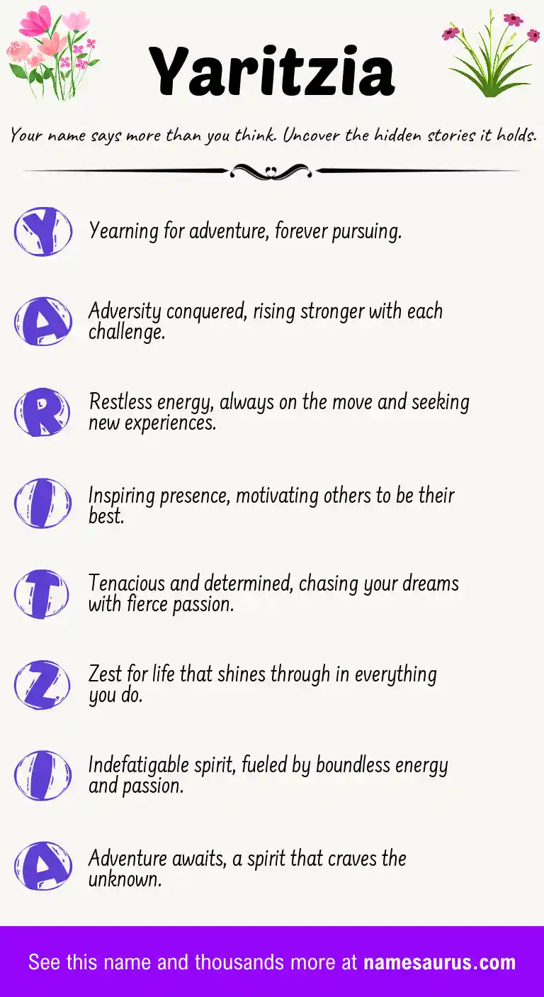Acrostic poem about Yaritzia.