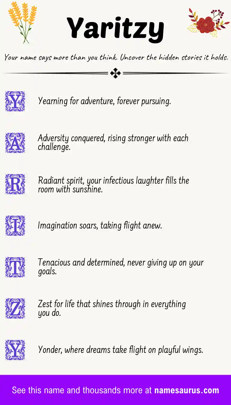 Acrostic poem about Yaritzy.