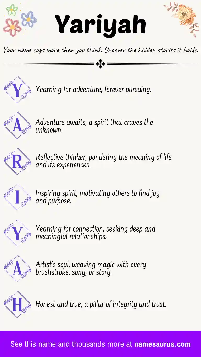 Acrostic poem about Yariyah.