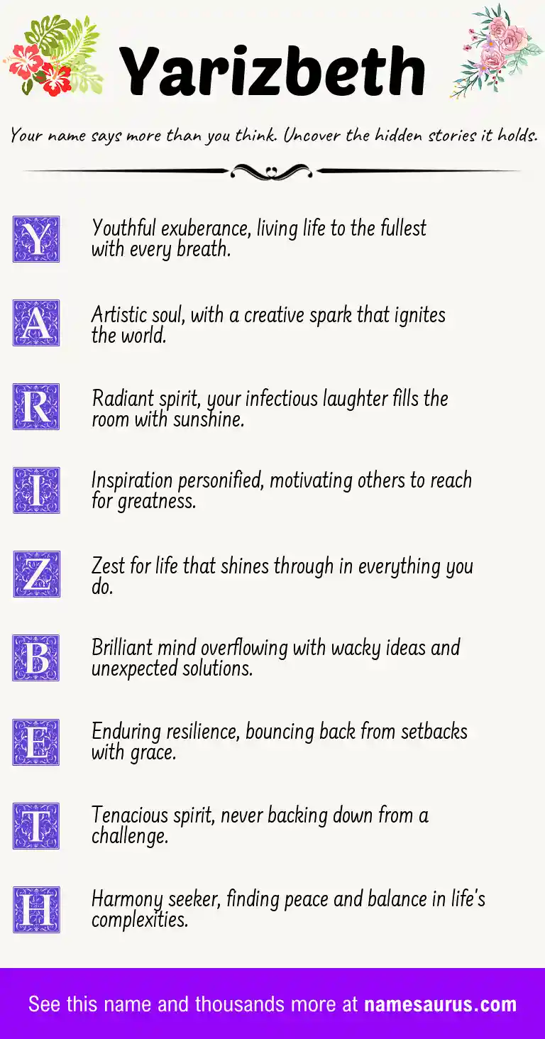 Acrostic poem about Yarizbeth.