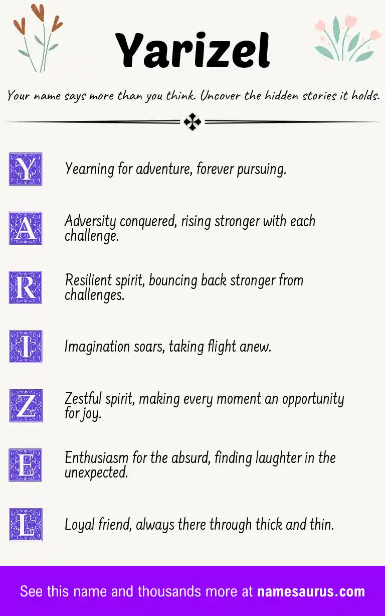 Acrostic poem about Yarizel.