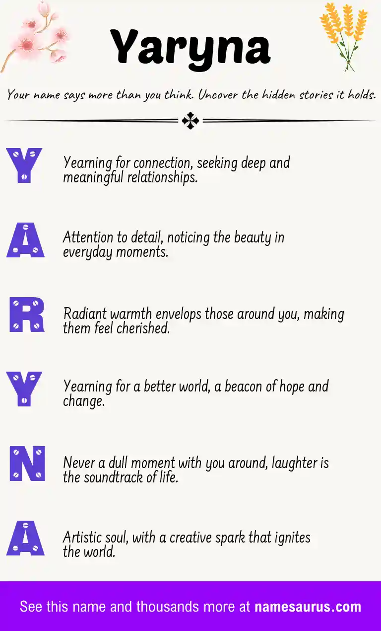 Acrostic poem about Yaryna.