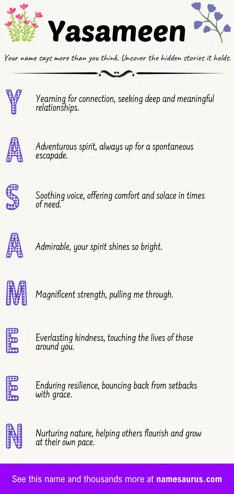 Acrostic poem about Yasameen.