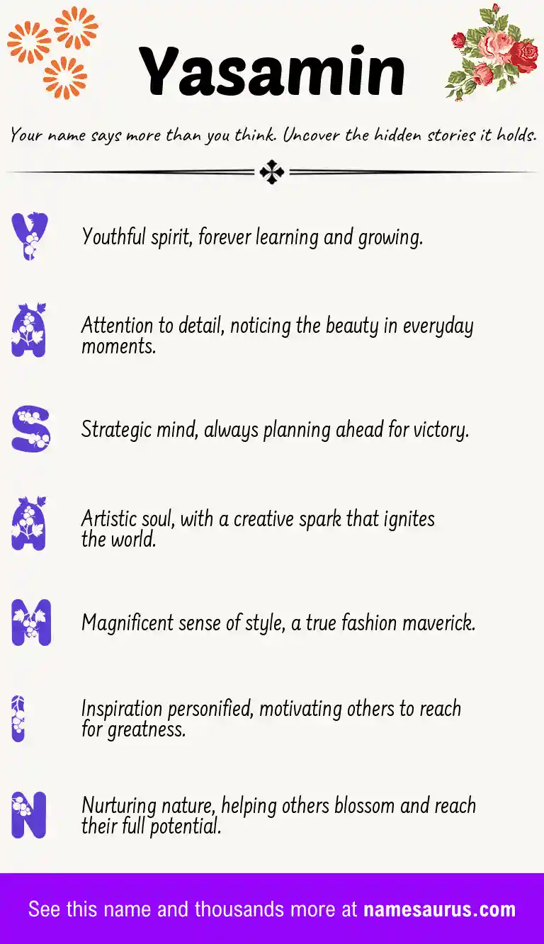 Acrostic poem about Yasamin.