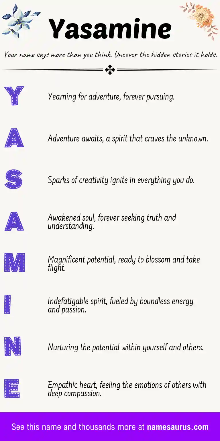 Acrostic poem about Yasamine.