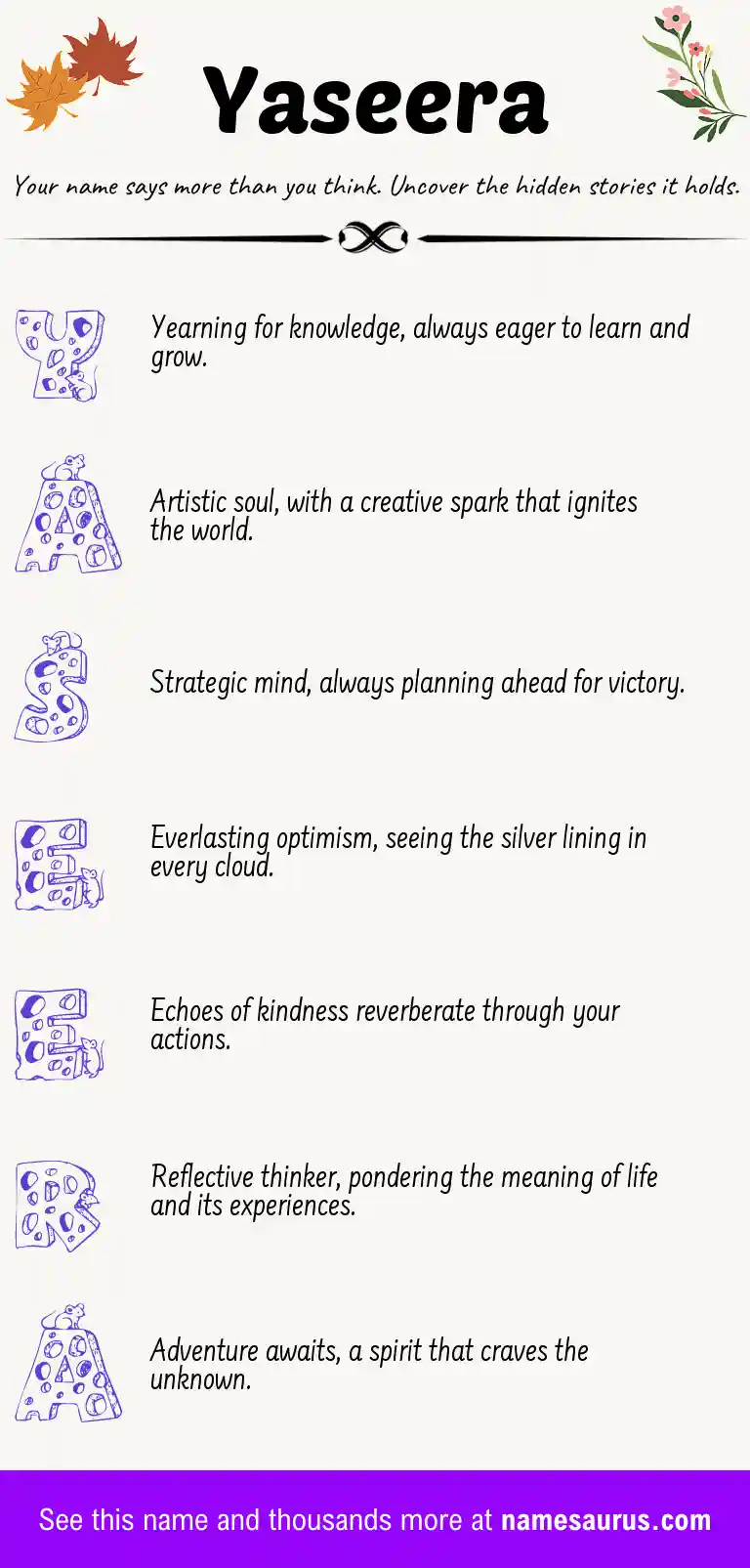 Acrostic poem about Yaseera.