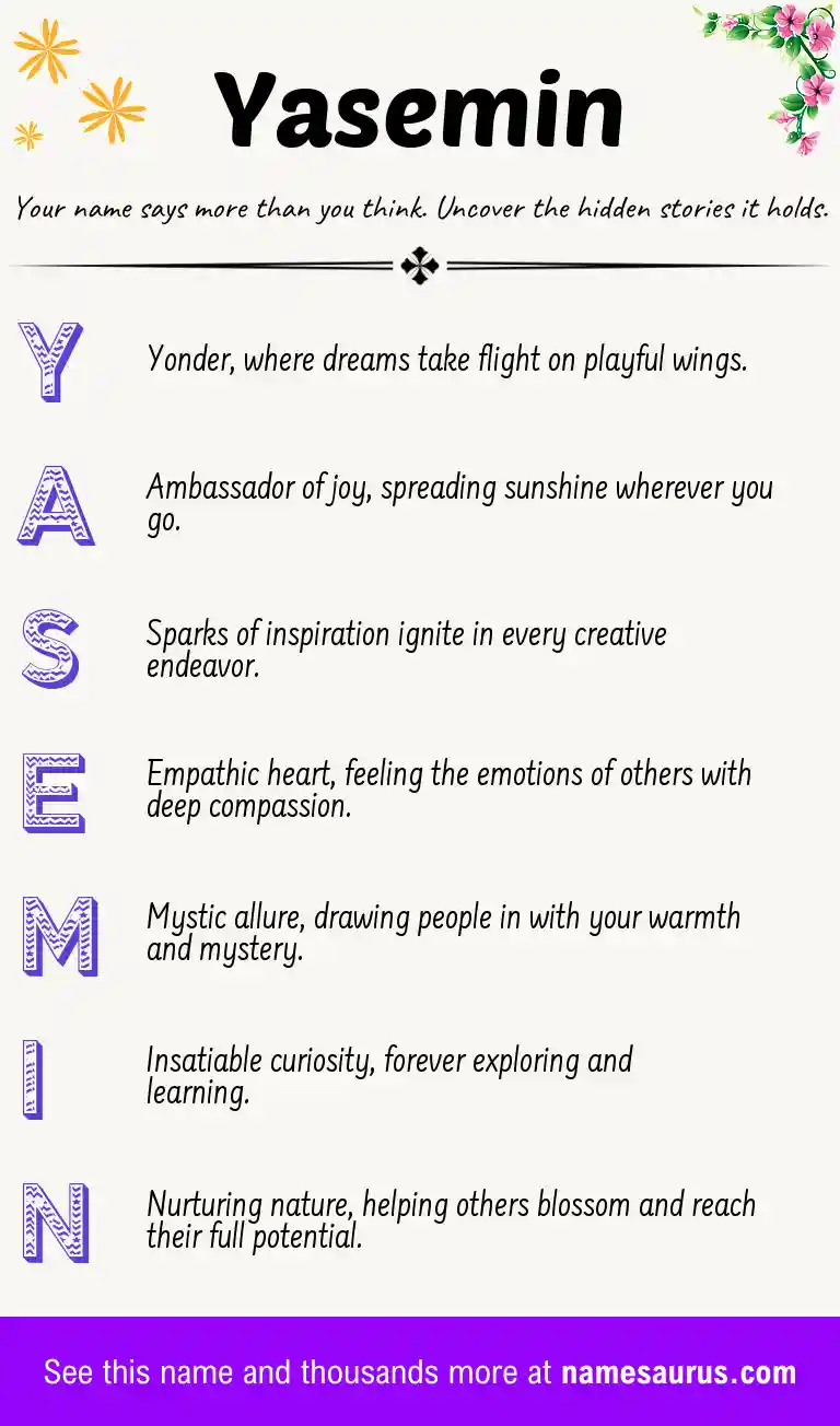 Acrostic poem about Yasemin.