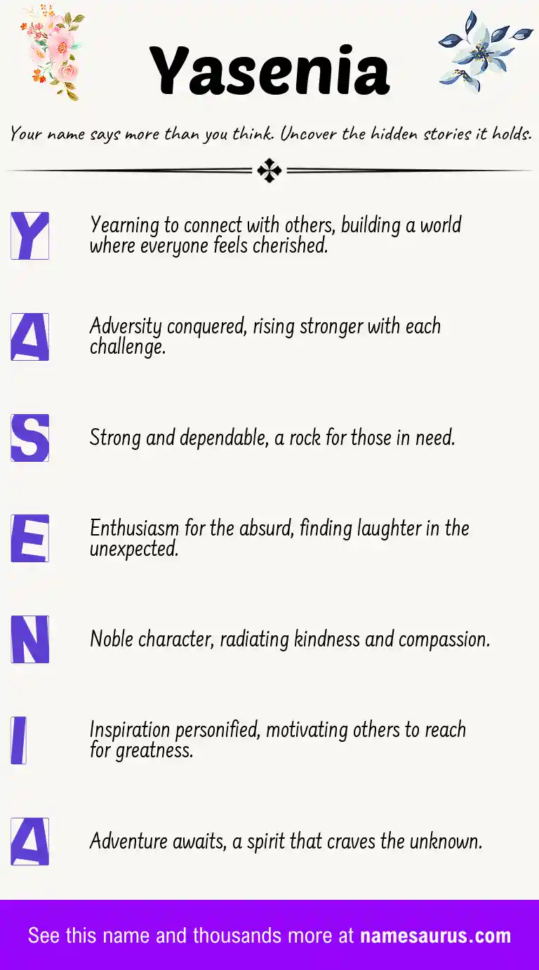 Acrostic poem about Yasenia.