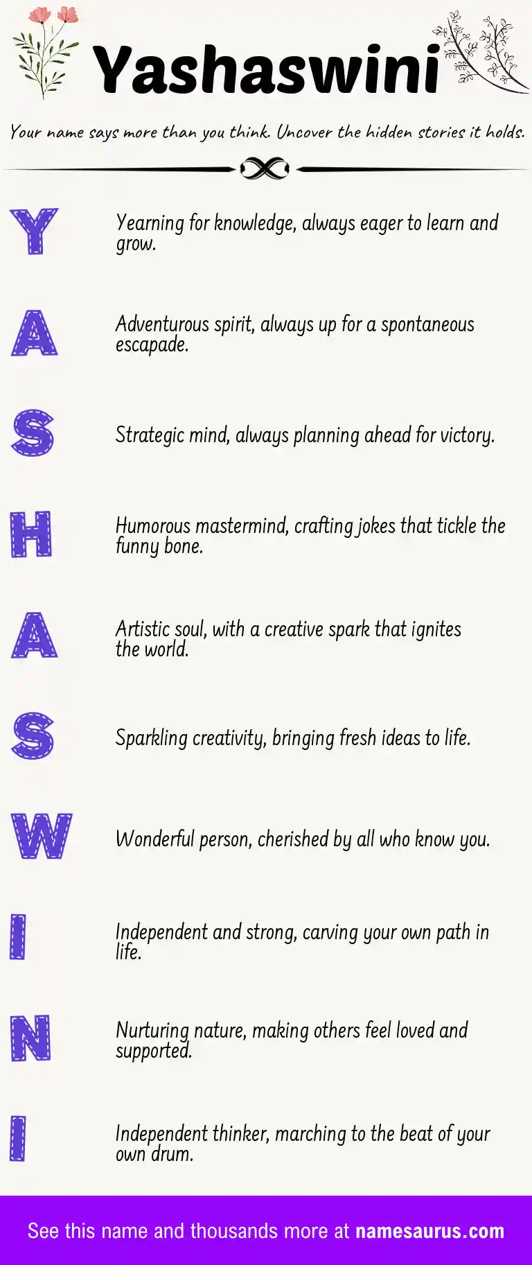 Acrostic poem about Yashaswini.