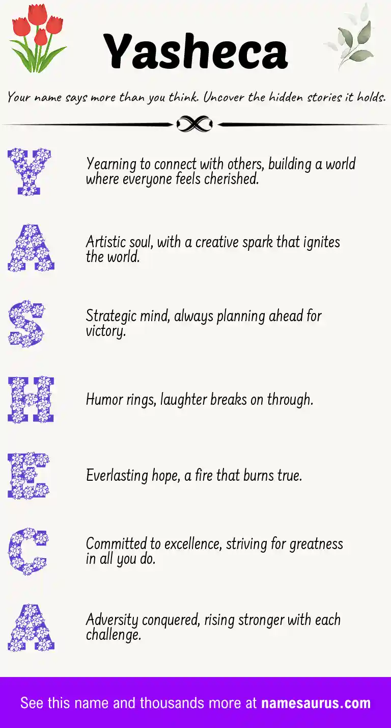 Acrostic poem about Yasheca.