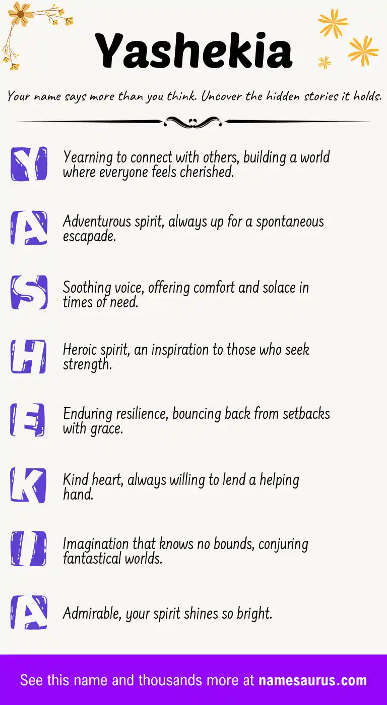 Acrostic poem about Yashekia.