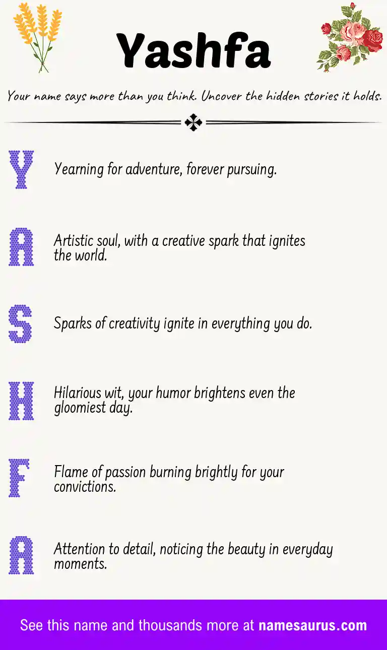 Acrostic poem about Yashfa.