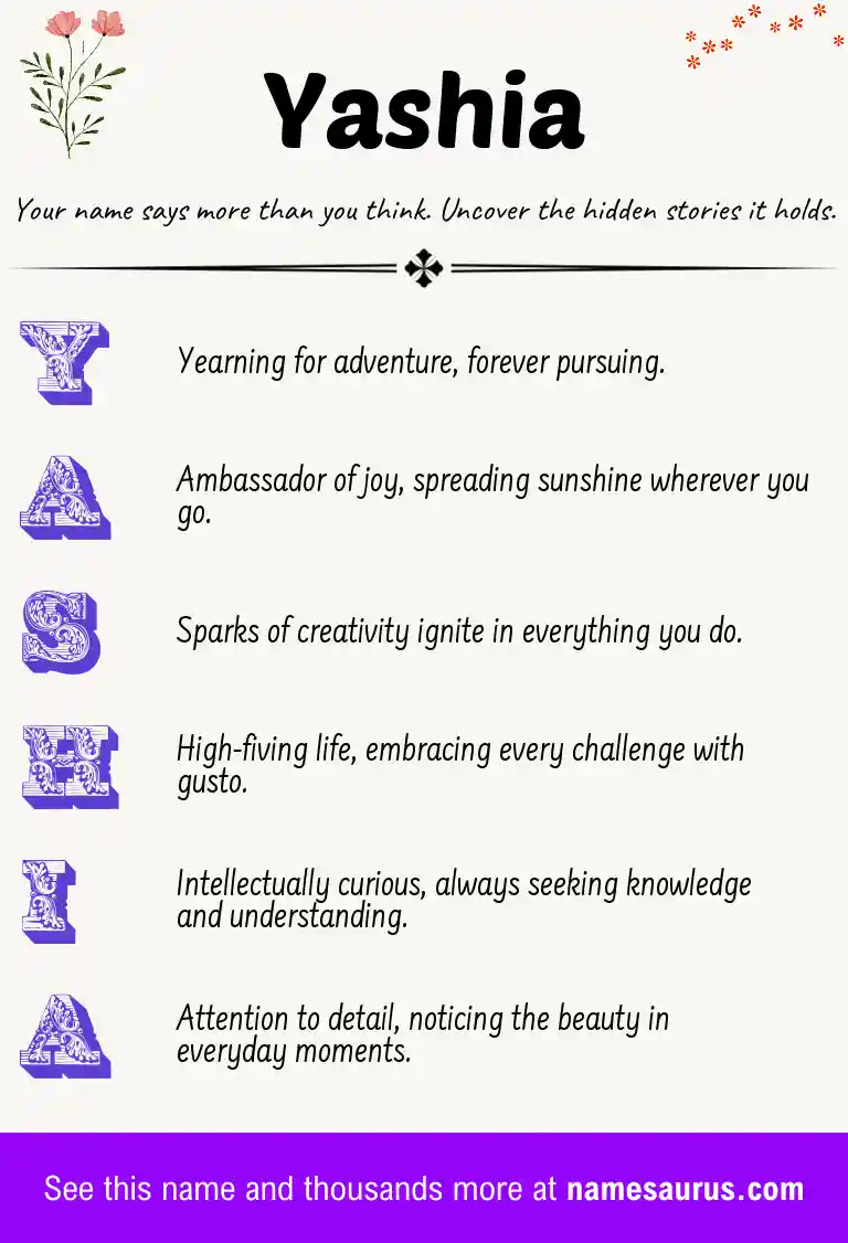 Acrostic poem about Yashia.