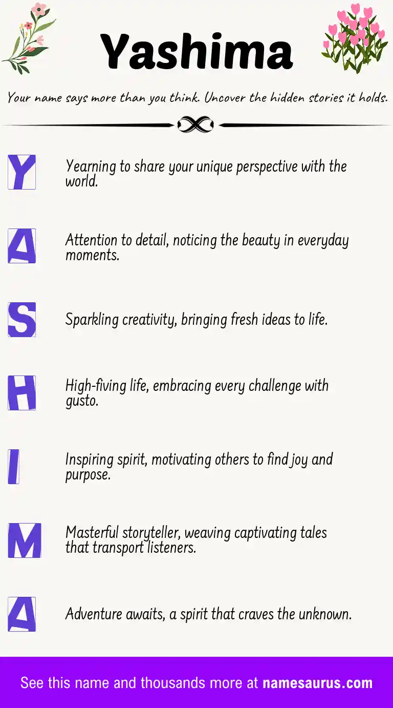 Acrostic poem about Yashima.