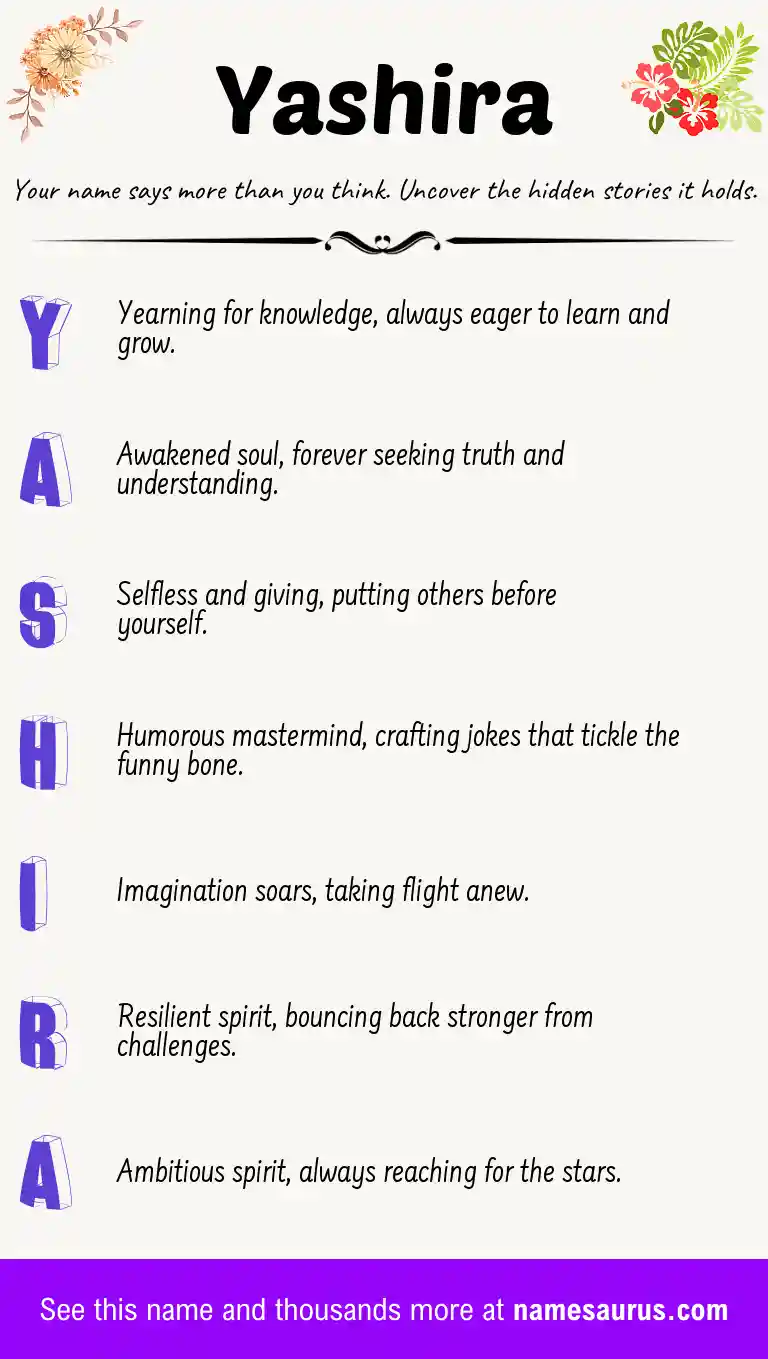 Acrostic poem about Yashira.