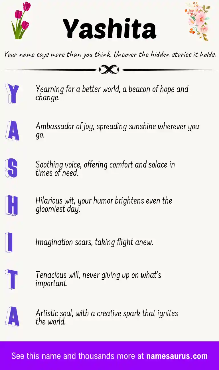 Acrostic poem about Yashita.