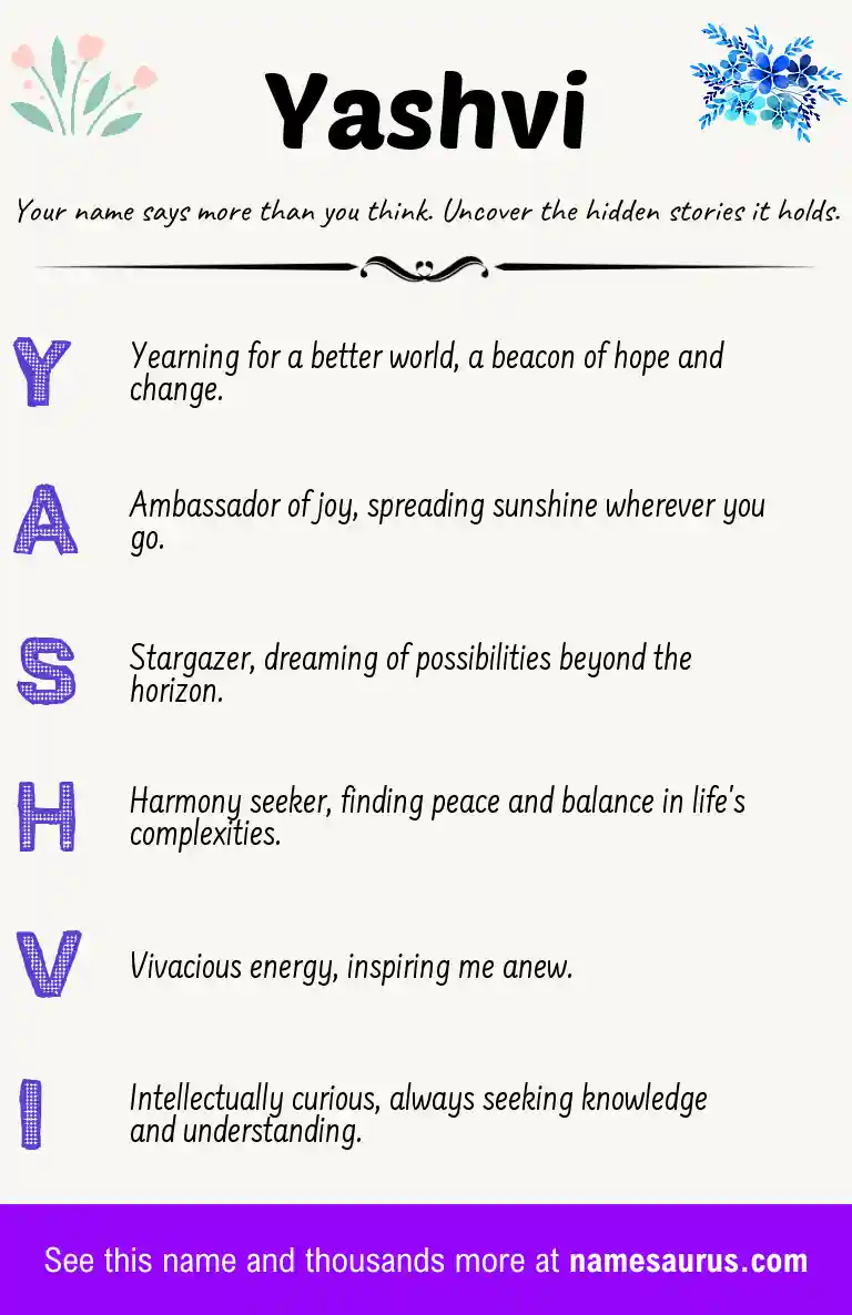 Acrostic poem about Yashvi.