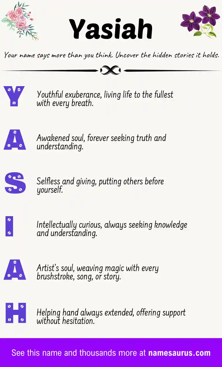 Acrostic poem about Yasiah.