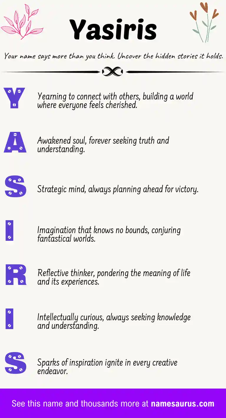 Acrostic poem about Yasiris.