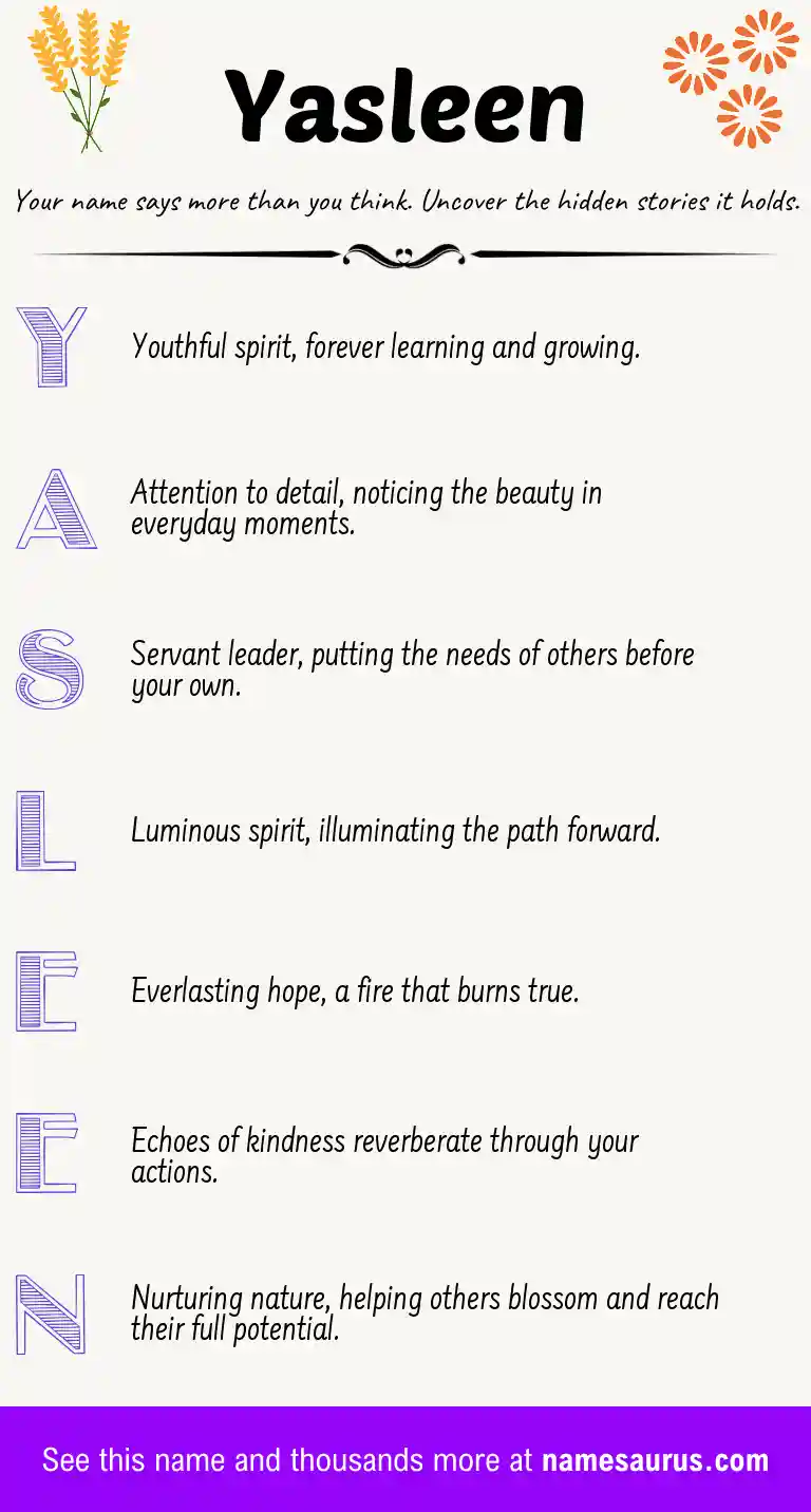 Acrostic poem about Yasleen.
