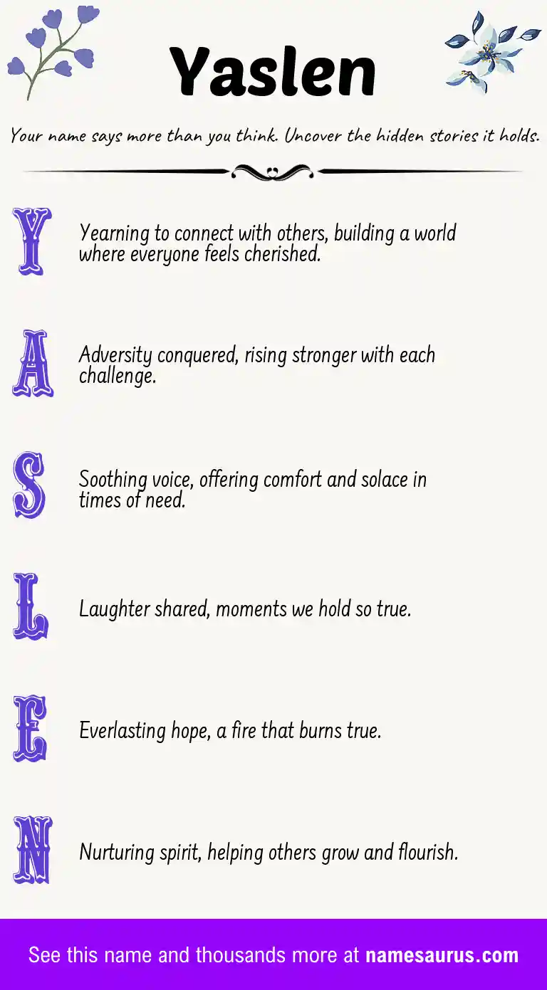 Acrostic poem about Yaslen.