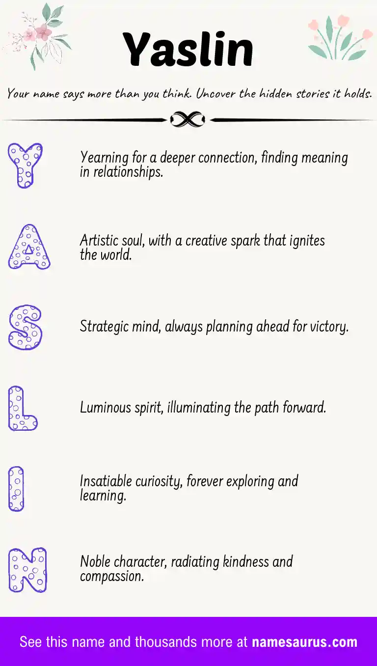 Acrostic poem about Yaslin.