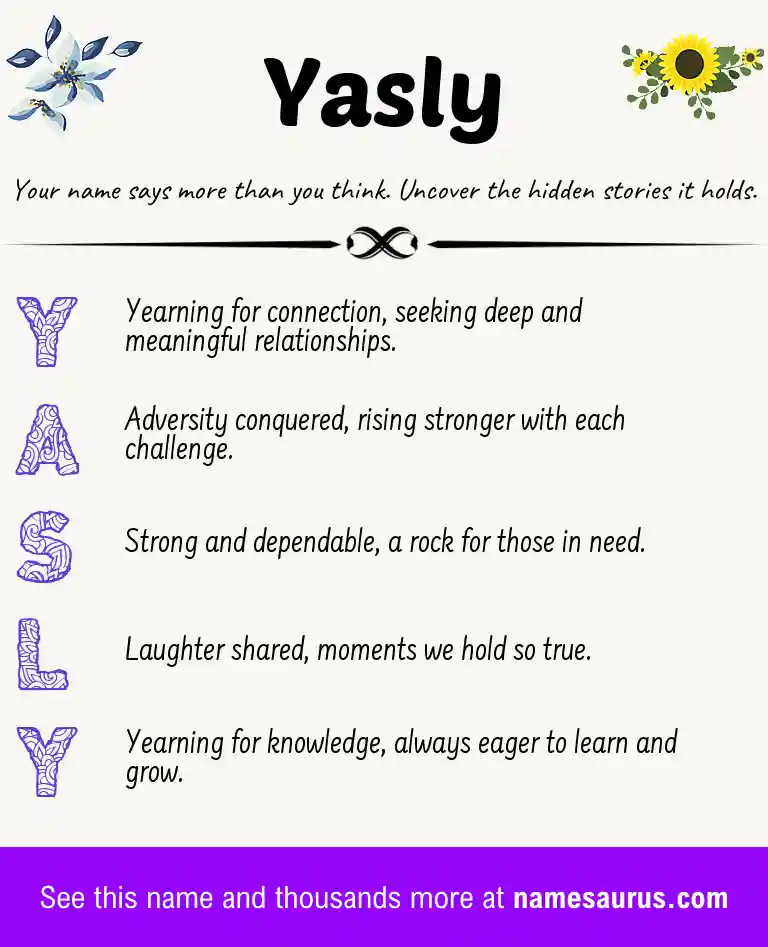 Acrostic poem about Yasly.